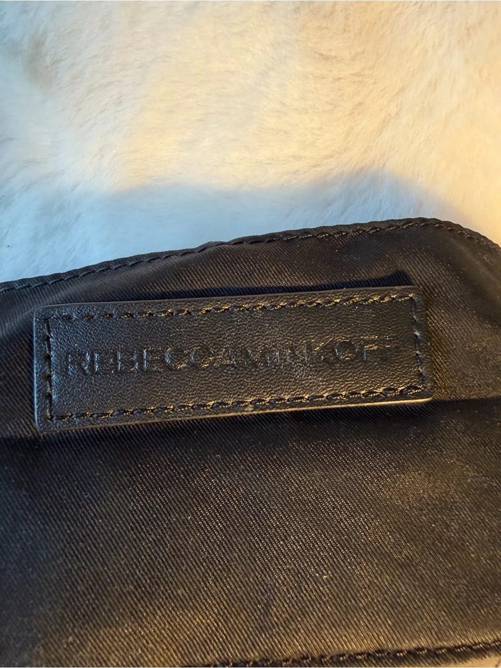 Rebecca Minkoff Black Pebbled Leather Moto Crossbody with Chain Strap